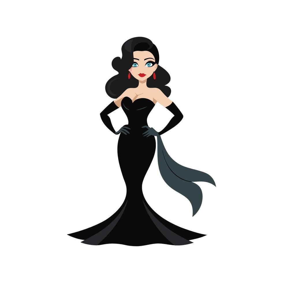 Chic Evening Wear Model Design Illustration vector