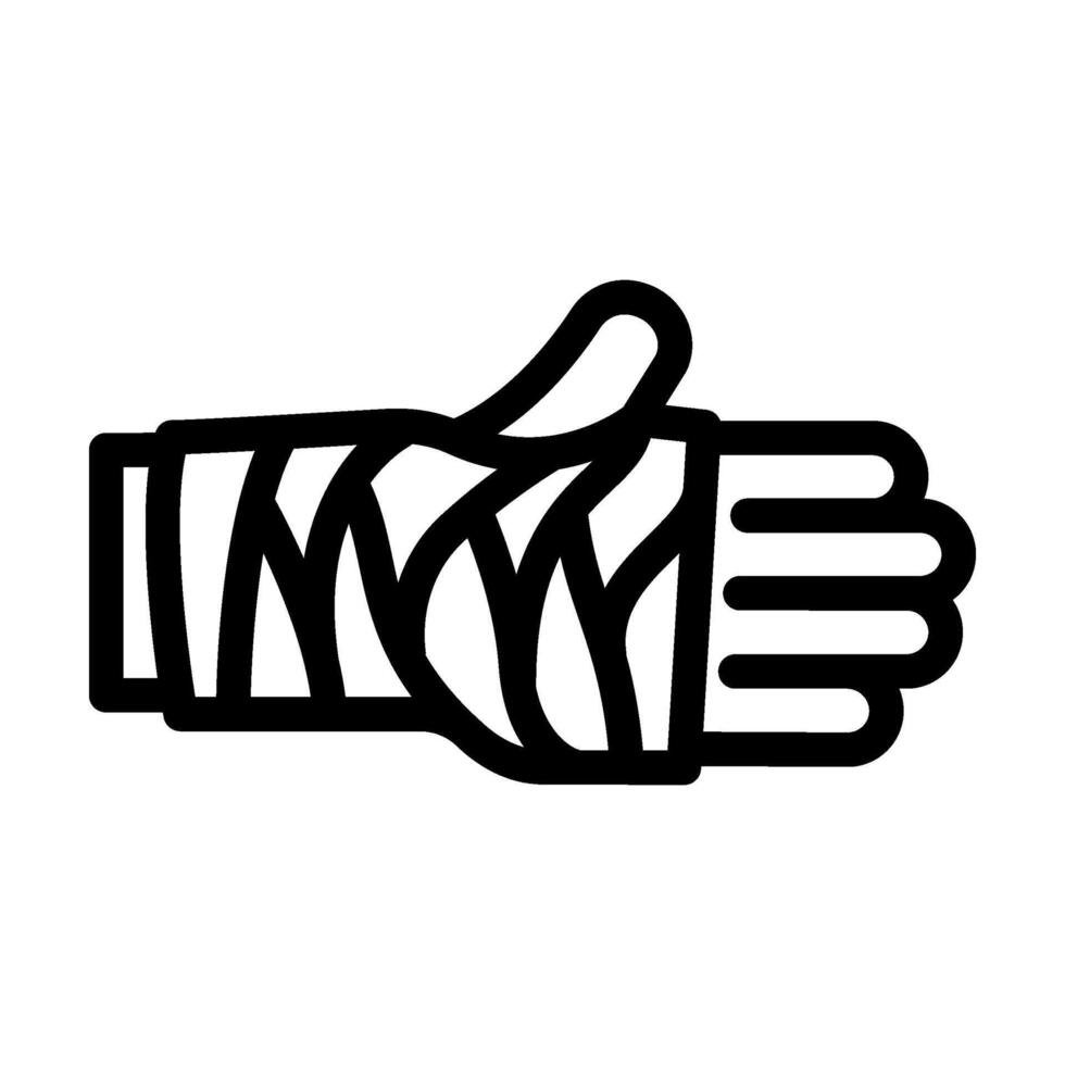 cast on arm fracture line icon illustration vector