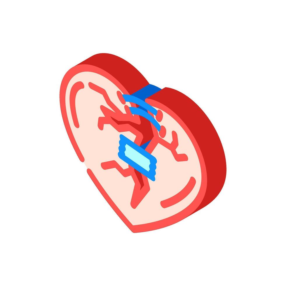 broken heart fracture isometric icon illustration vector