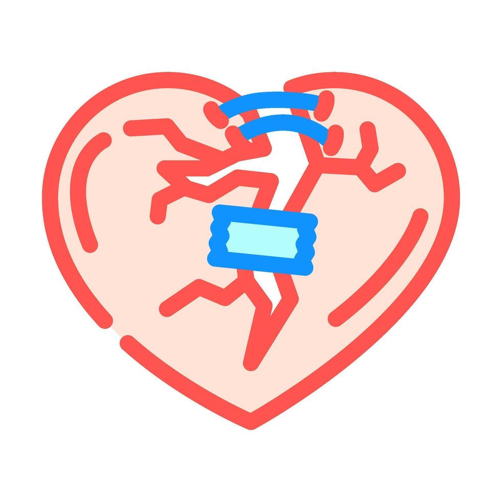 broken heart fracture color icon illustration vector