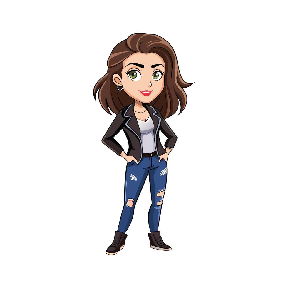 Fashionable Edgy Leather Jacket Model Design vector