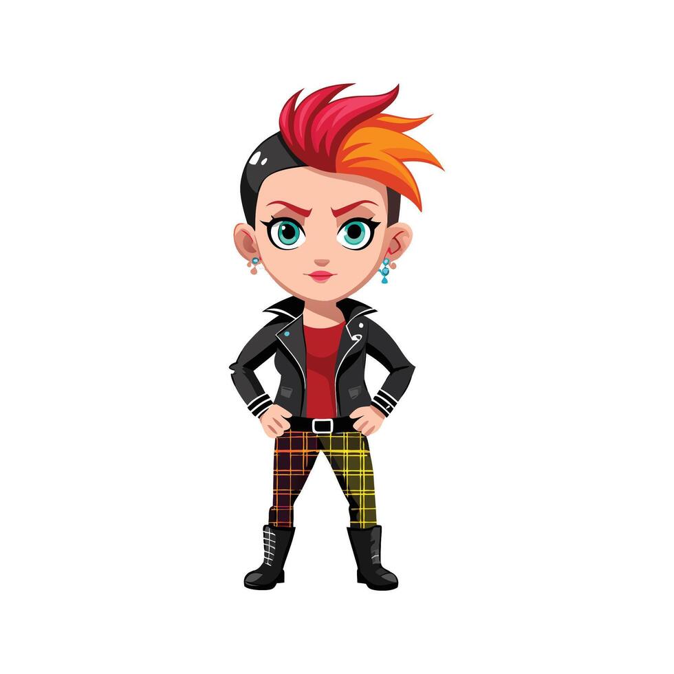 Chic Edgy Punk Rock Model Design vector