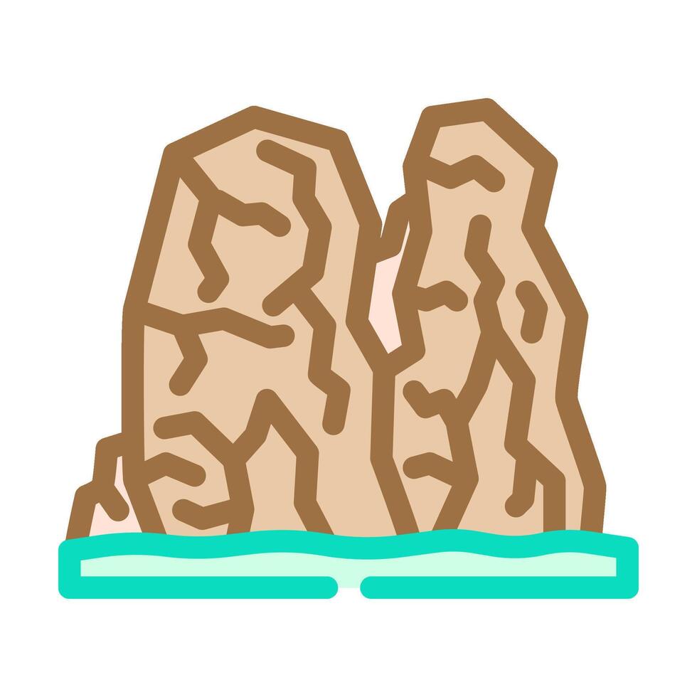 splitting rock fracture color icon illustration vector