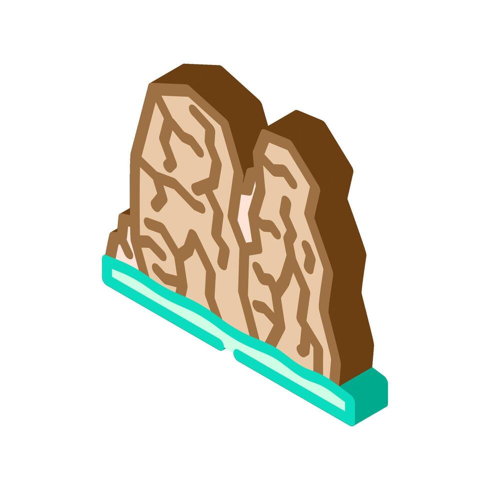 splitting rock fracture isometric icon illustration vector