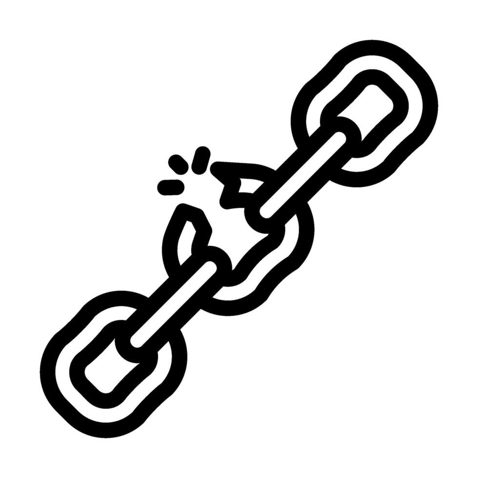 broken chain link fracture line icon illustration vector