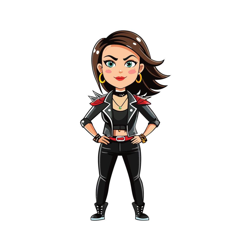 Fashionable Edgy Rocker Leather Pants Model vector