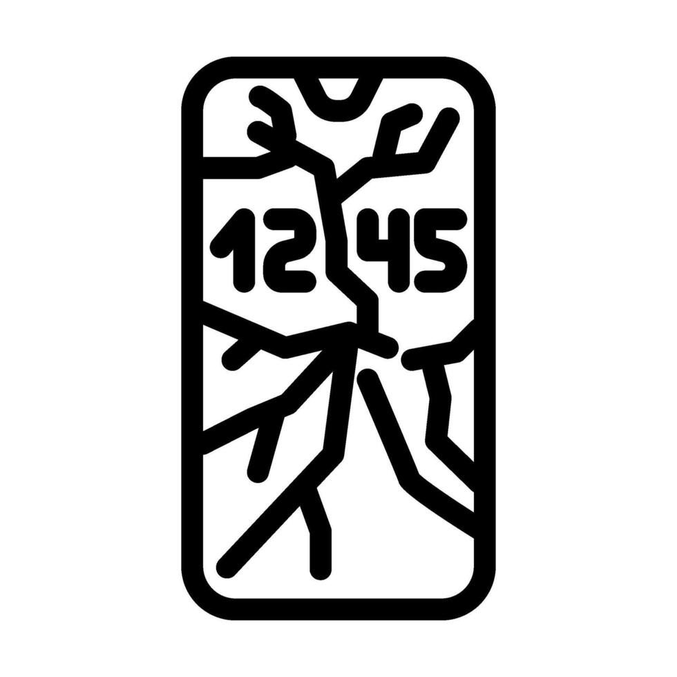 broken smartphone screen line icon illustration vector