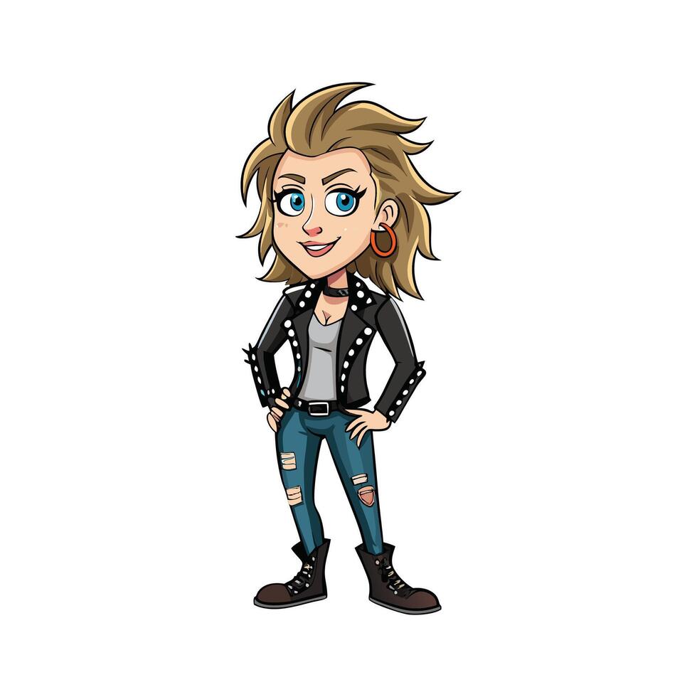 Chic Edgy Studded Leather Boots Fashion Model vector