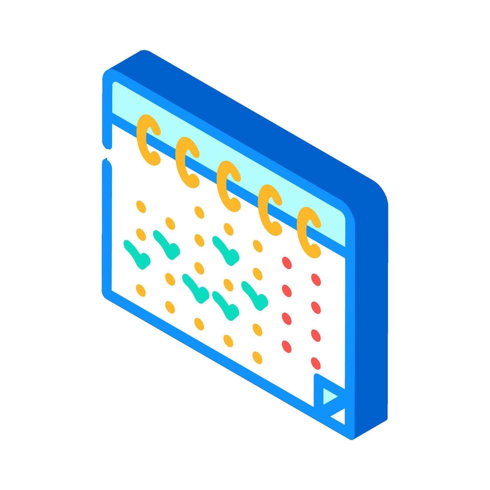 calendar checkmarks hybrid work isometric icon illustration vector