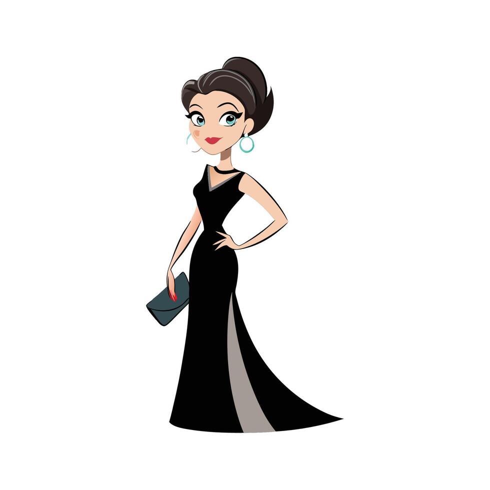 Sophisticated Black Tie Gala Fashion Model vector