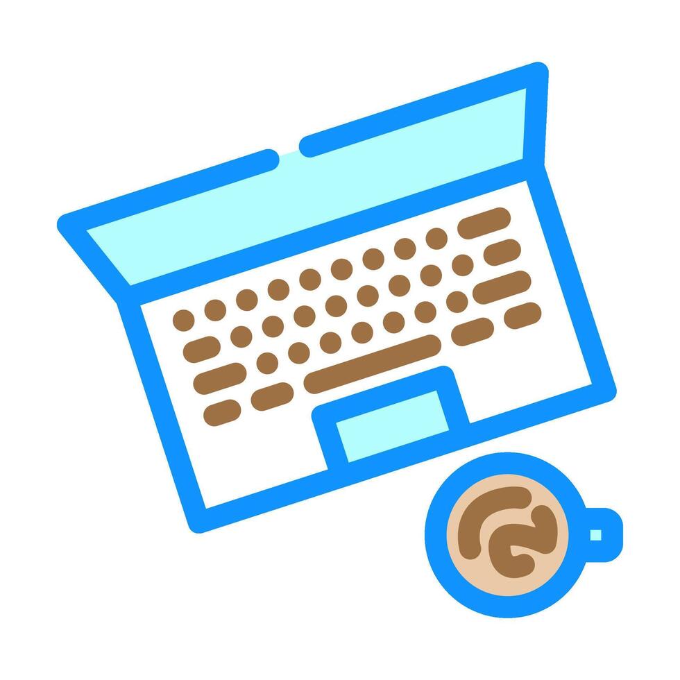 open laptop coffee cup color icon illustration vector