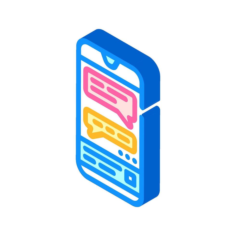 messaging app bubble hybrid work isometric icon illustration vector