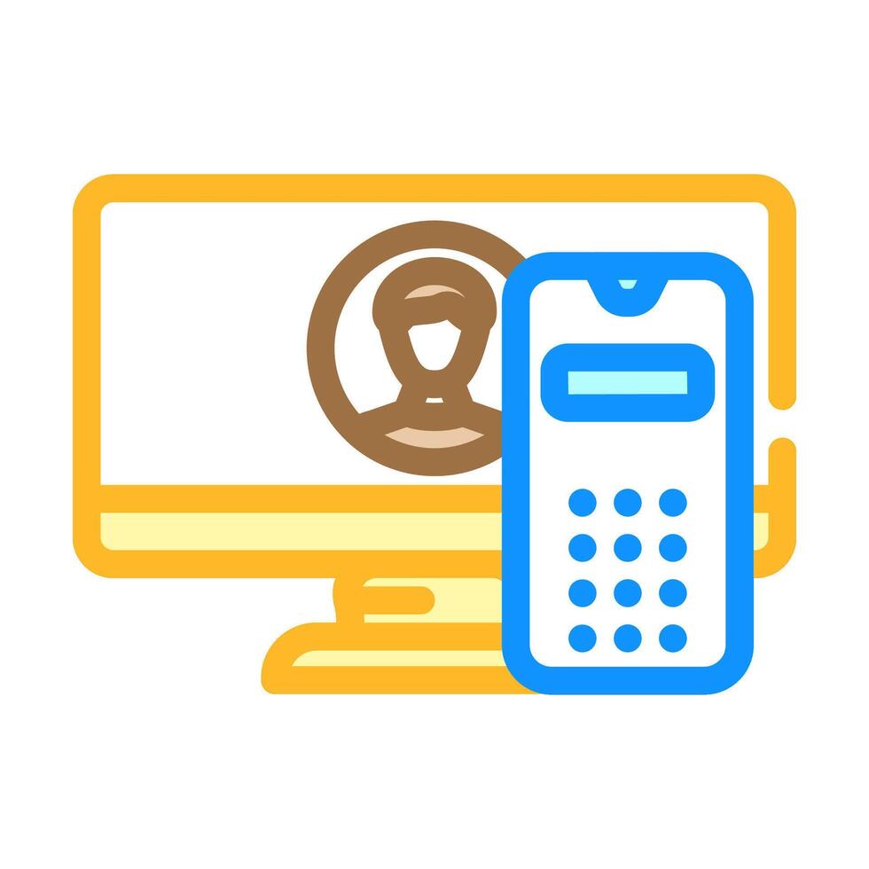 desktop computer phone color icon illustration vector