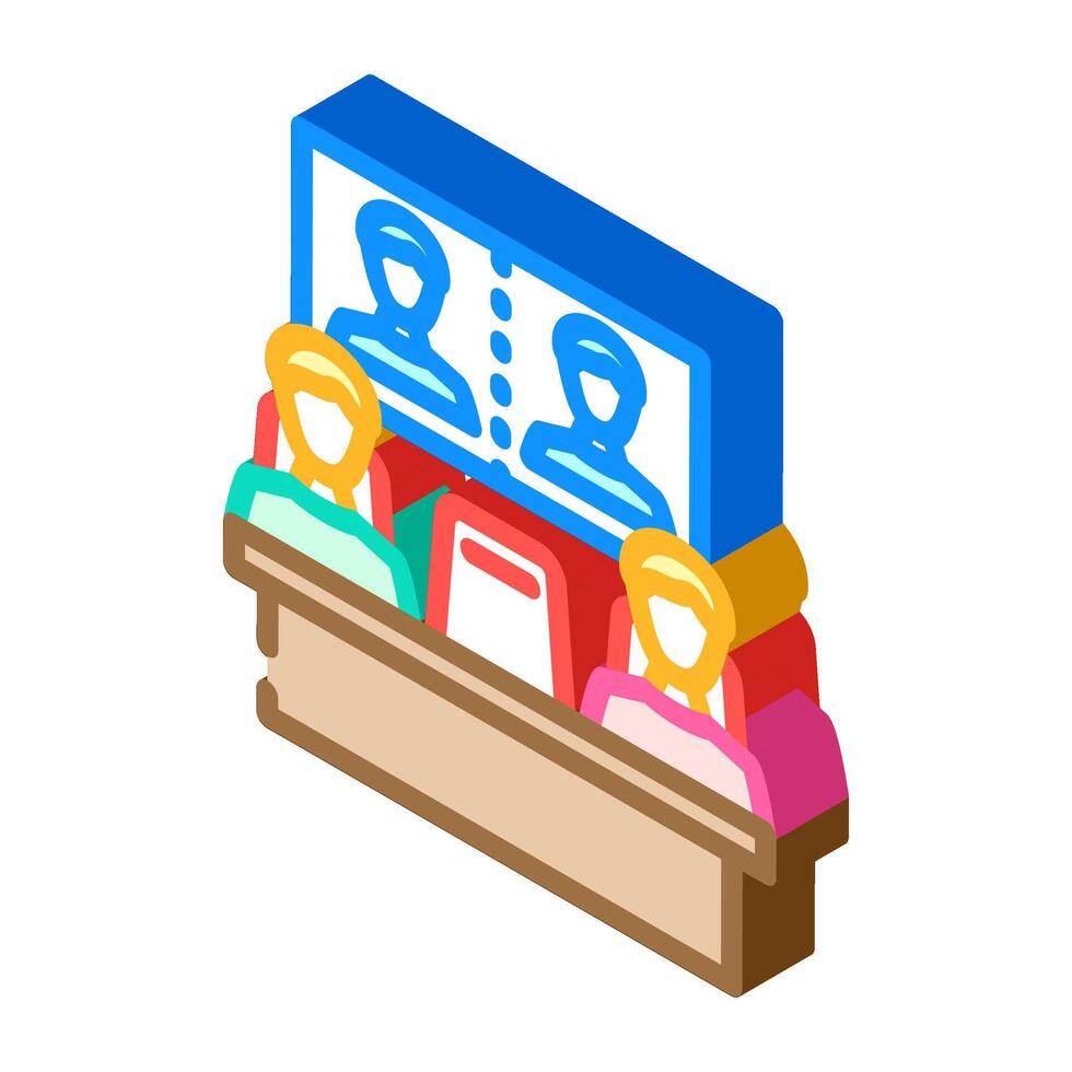 hybrid meeting room setup isometric icon illustration vector