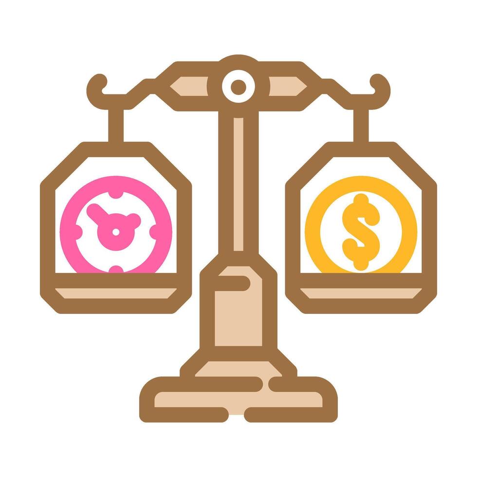 workplace balance scale hybrid work color icon illustration vector