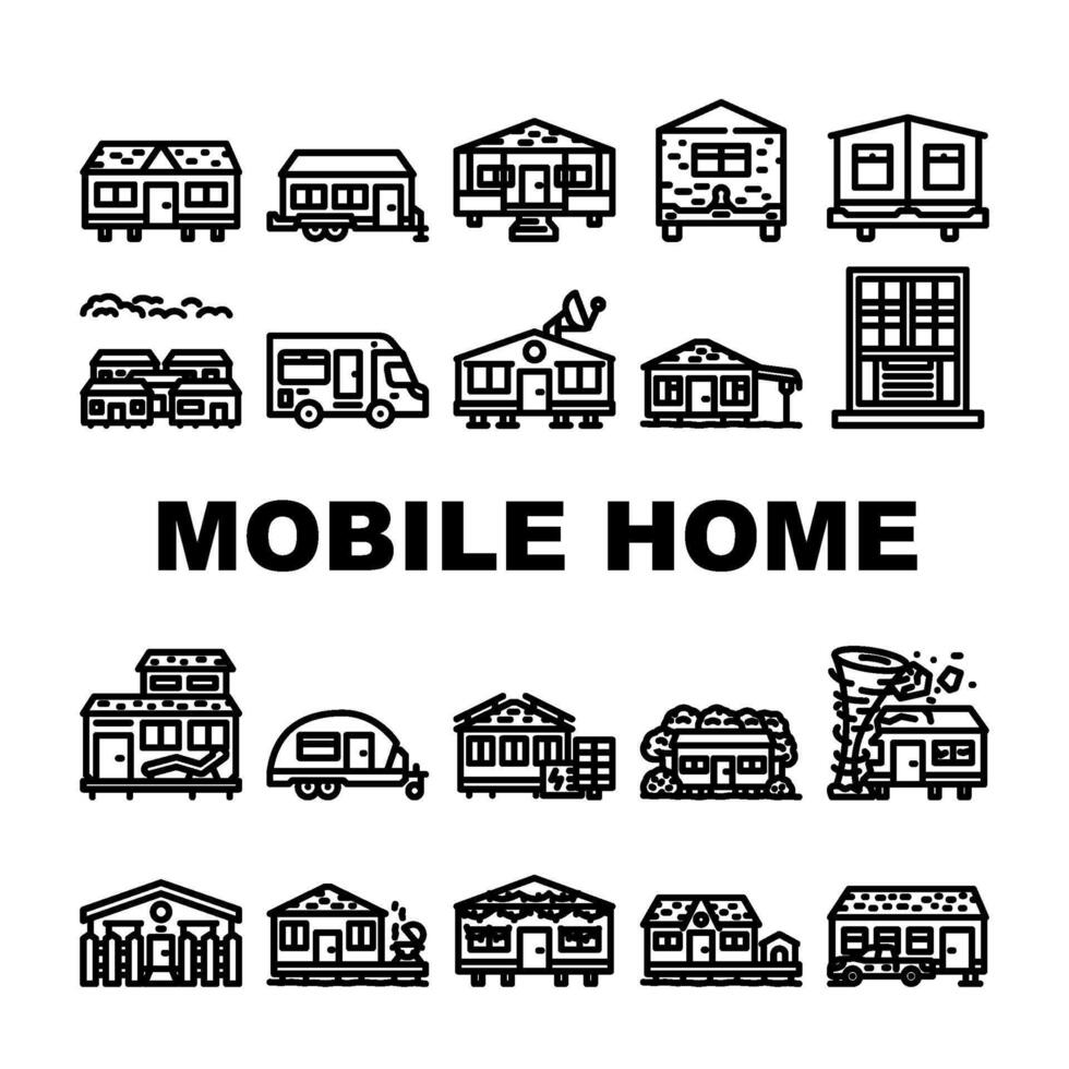mobile home. trailer icons set. vector