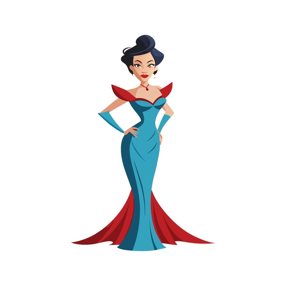 Lovely OffShoulder Gown Fashion Model Representation vector