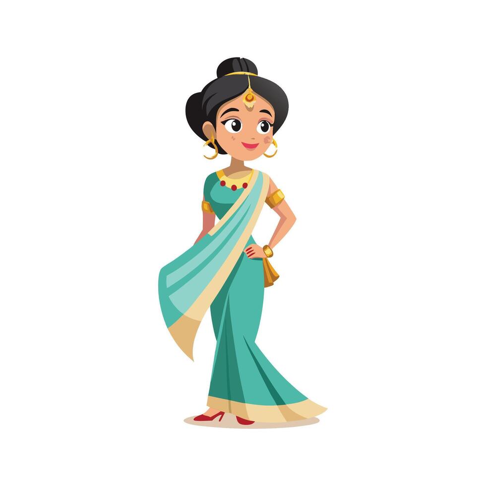 Graceful Saree Fashion Model Design vector
