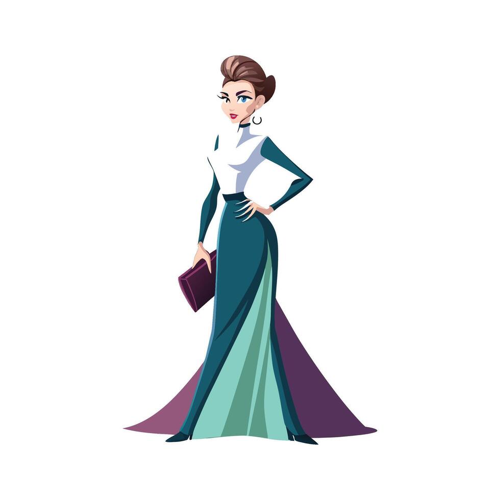 Chic Satin Skirt Fashion Model Illustration vector