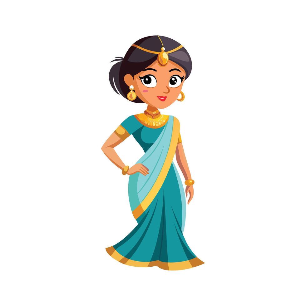 Elegant Saree Fashion Model Creation vector