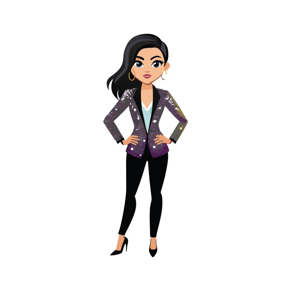 Chic Sequin Blazer Fashion Model vector