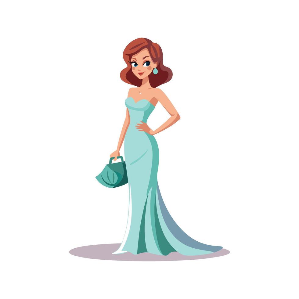Stylish Strapless Evening Gown Fashion Model vector