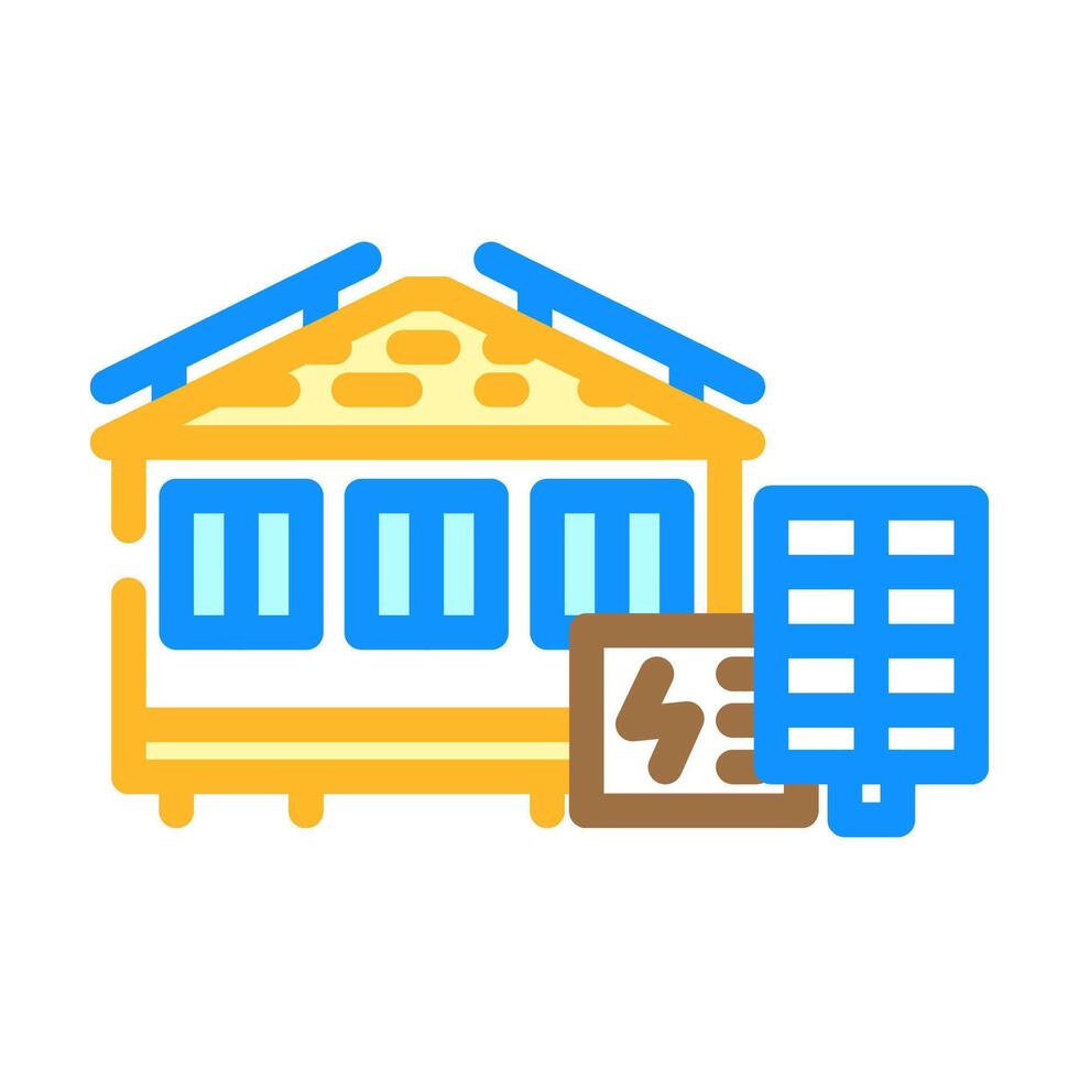 solar panels mobile home color icon illustration vector
