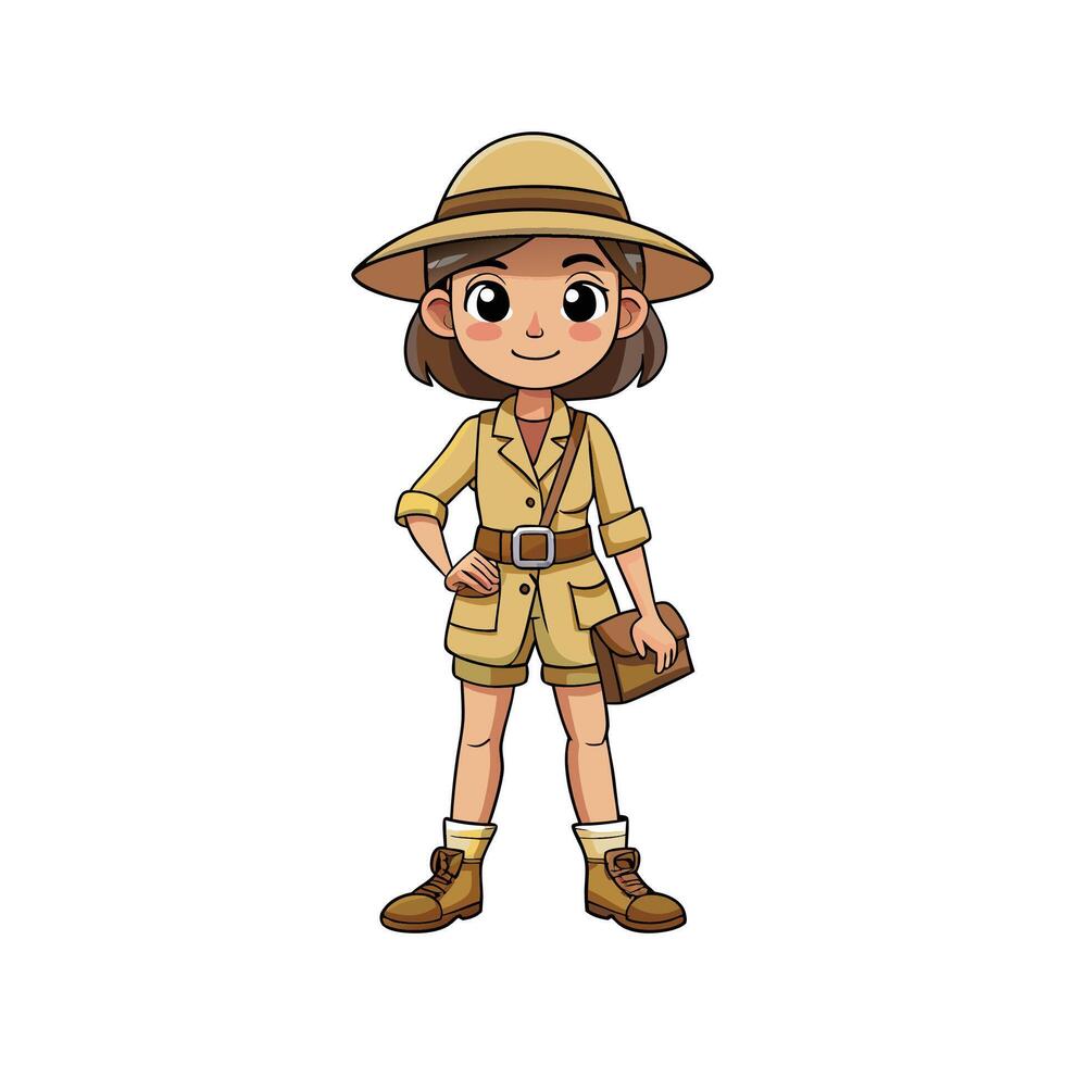 Chic Safari Explorer Fashion Model vector