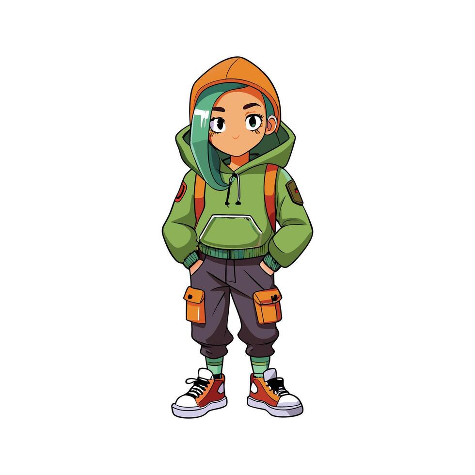 Chic Streetwear Fashion Model vector