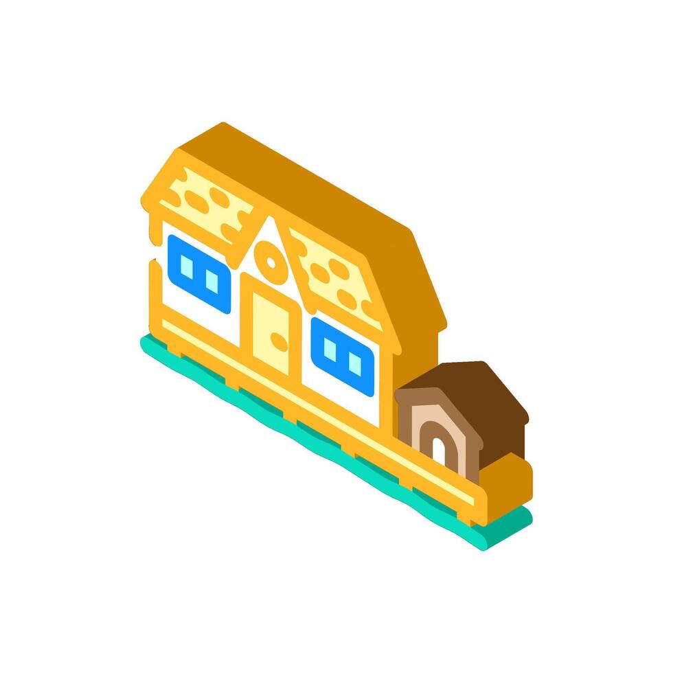 doghouse mobile home isometric icon illustration vector