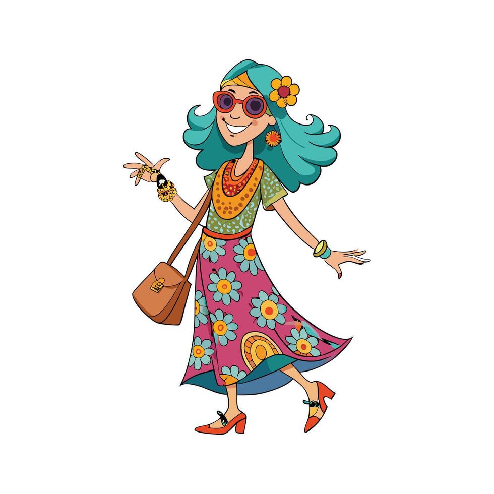 Chic Festival Boho Fashion Model vector