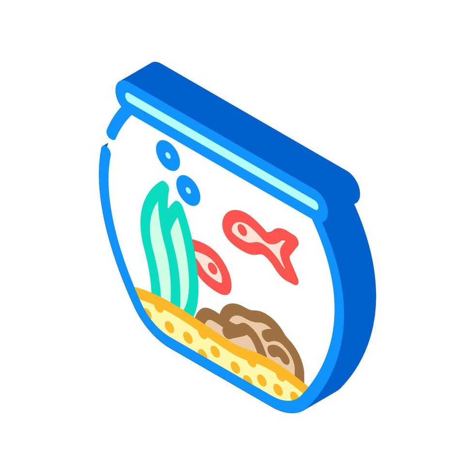 fish bowl multi species home isometric icon illustration vector