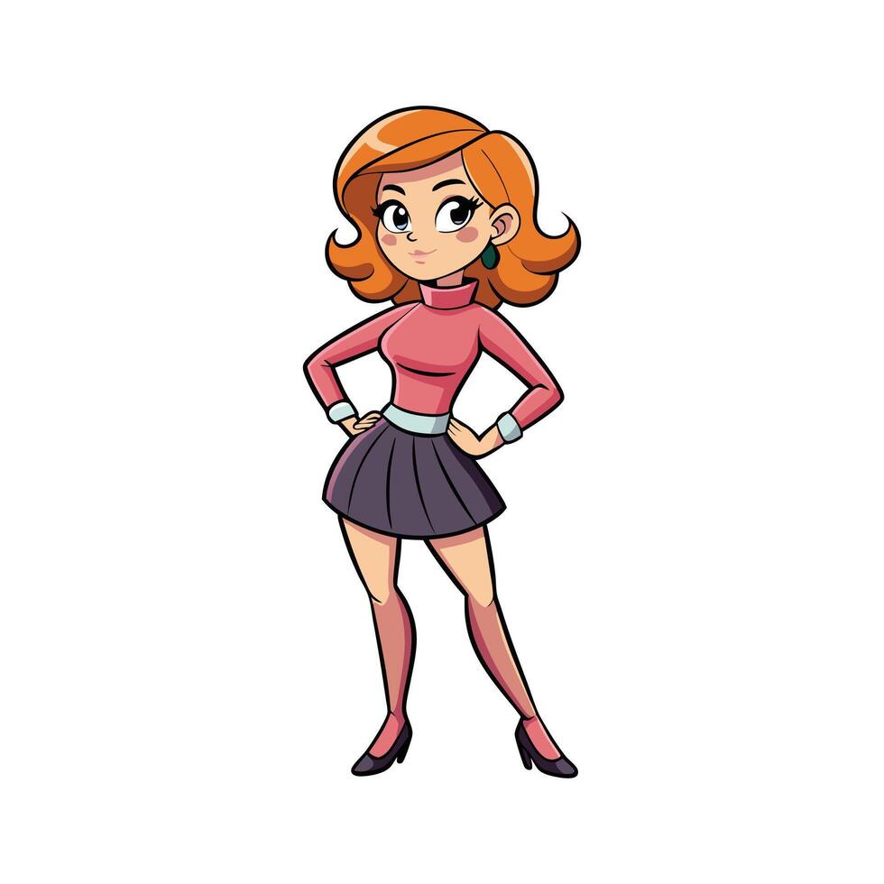 Playful Mini Skirt Fashion Model vector