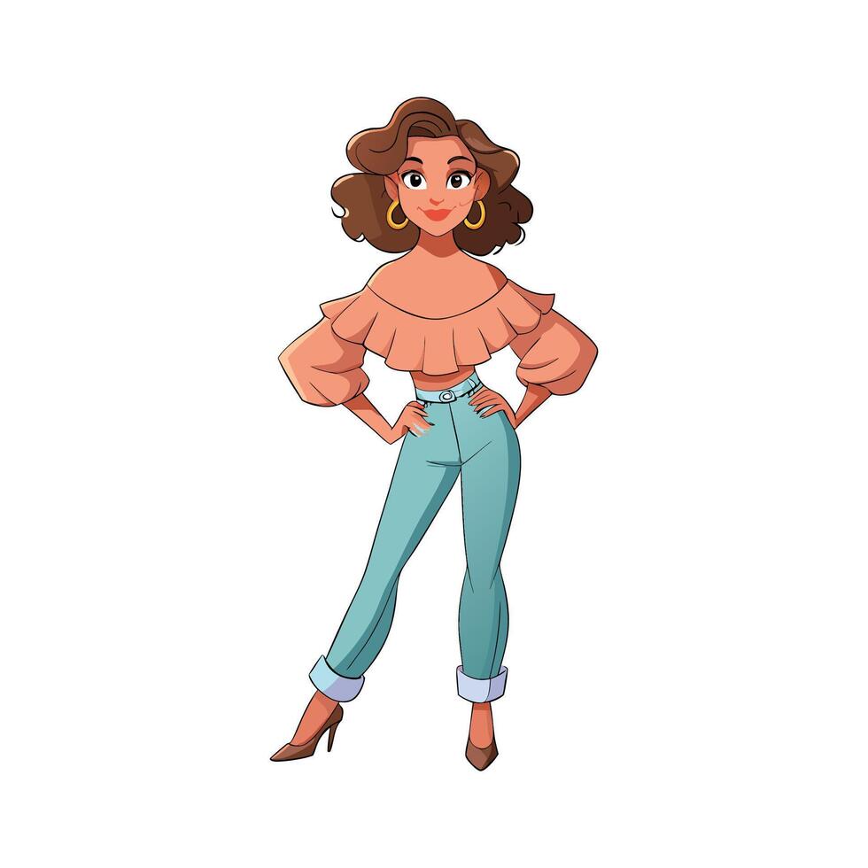 Stylish Flirty OffShoulder Top Fashion Model vector