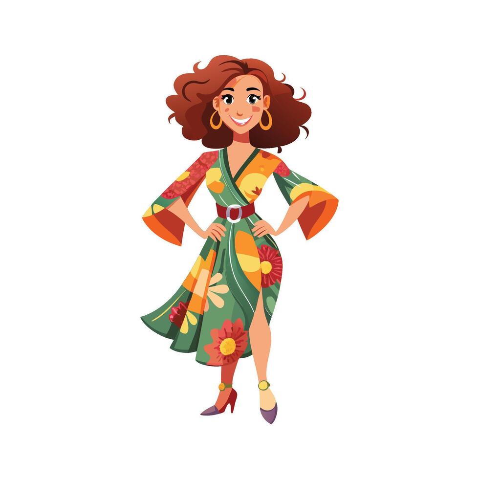 Trendy Floral Spring Fashion Model vector