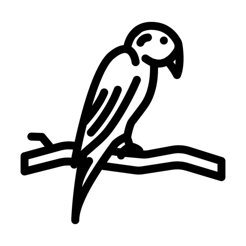 parrot perched branch line icon illustration vector