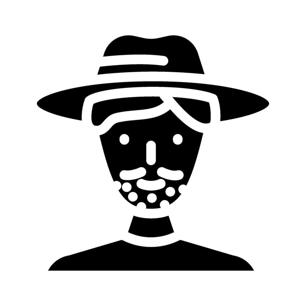 man avatar redneck glyph icon illustration vector