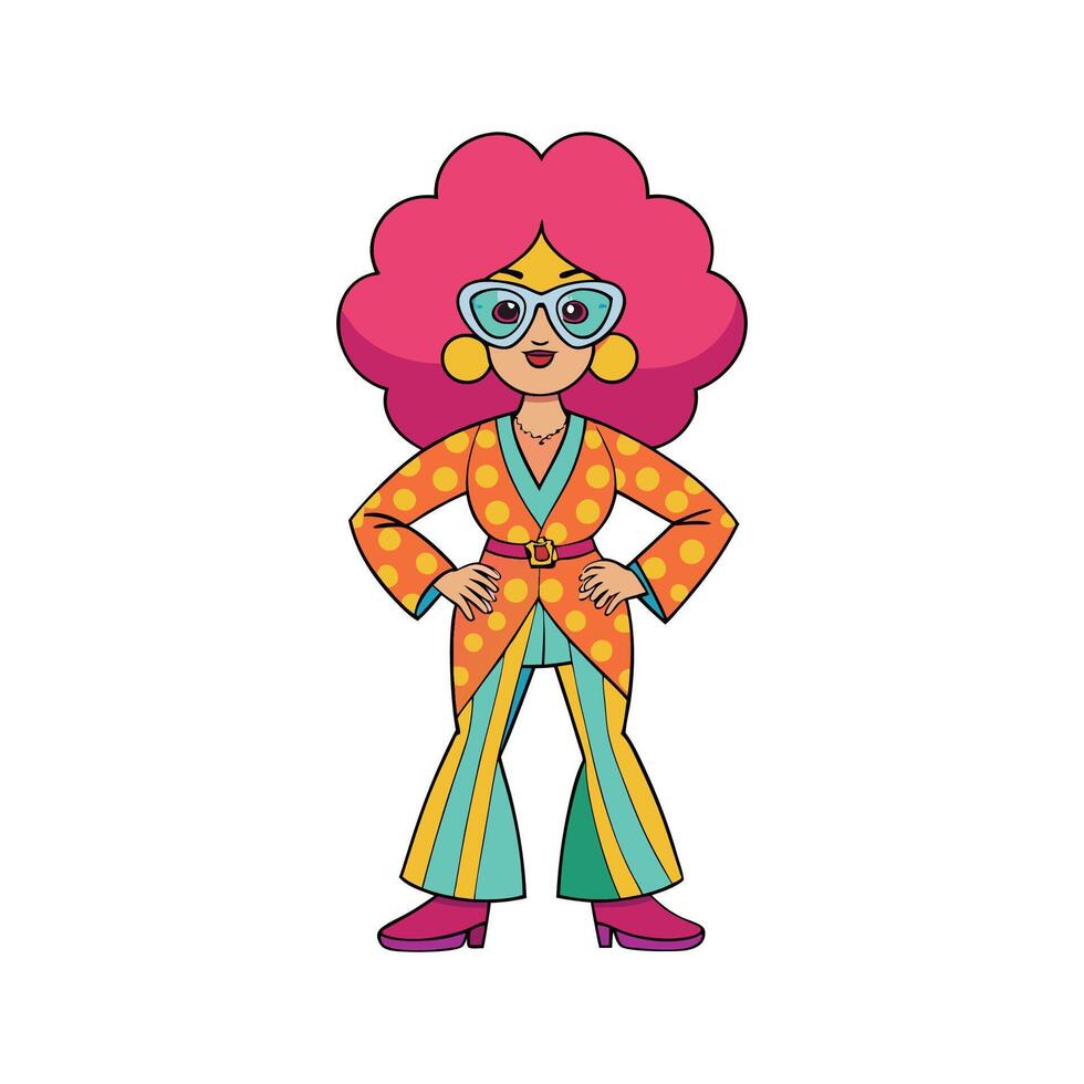 Chic Funky Retro Fashion Model vector