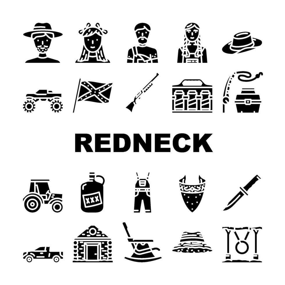 redneck country southern icons set. vector
