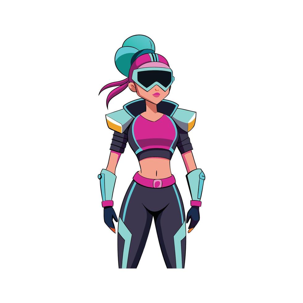 Bold Futuristic Cyberpunk Fashion Model vector
