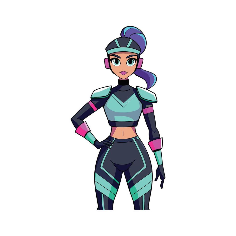 Elegant Futuristic Cyberpunk Fashion Model vector