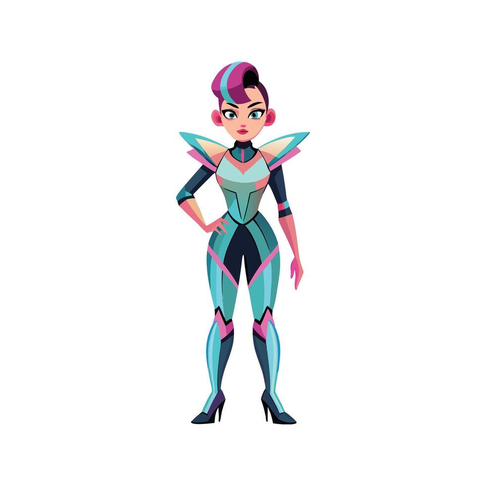 Trendy Futuristic Holographic Fashion Model vector
