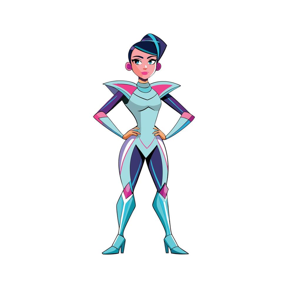 Chic Futuristic Holographic Fashion Model vector