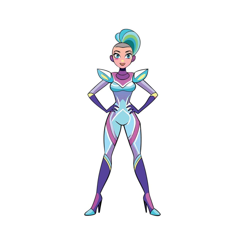 Elegant Futuristic Holographic Fashion Model vector