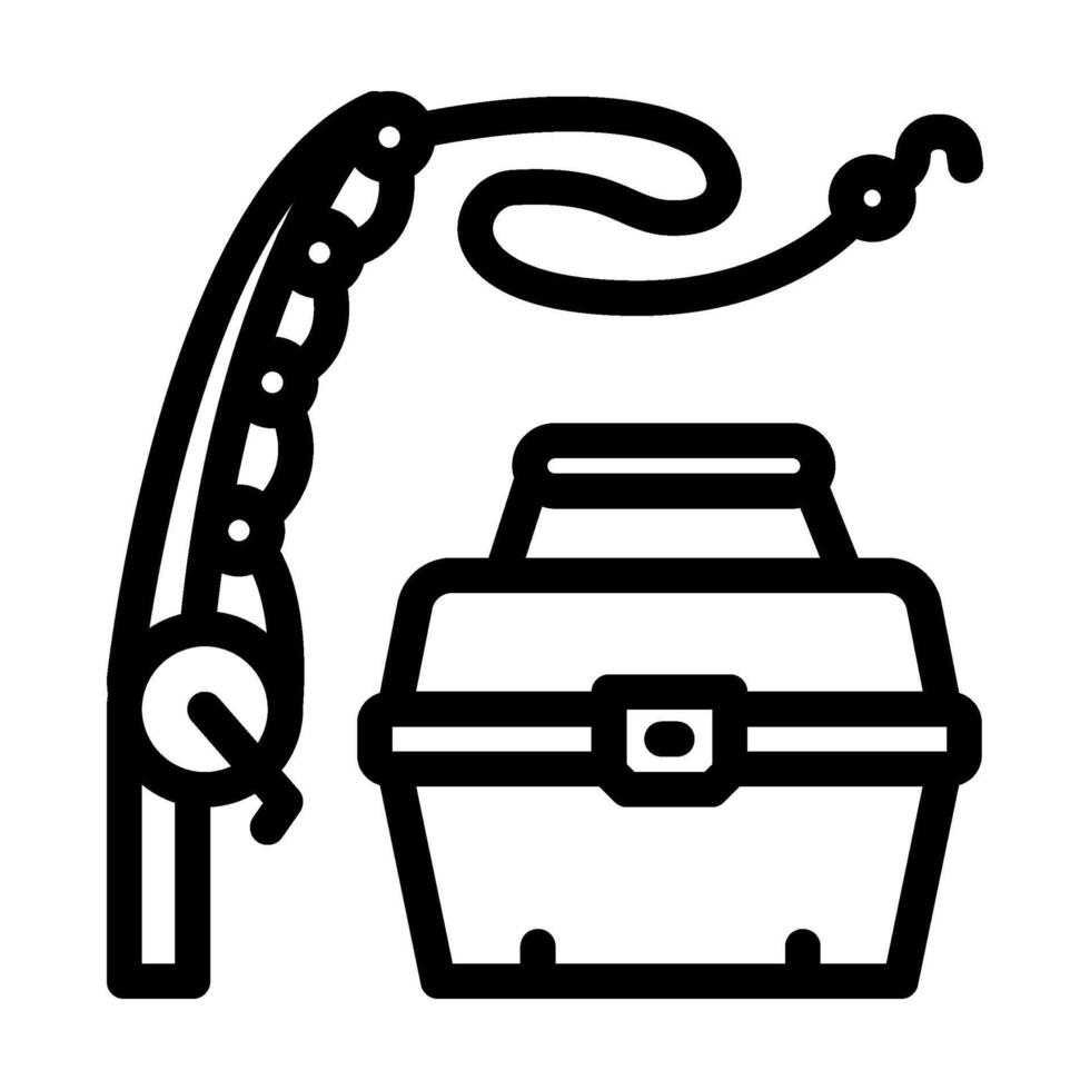 fishing rod and tackle box redneck line icon illustration vector