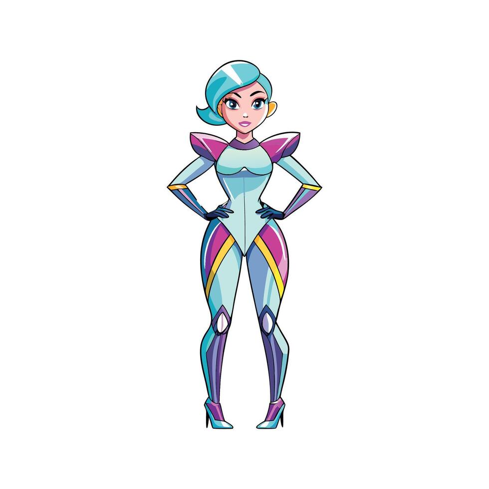 Chic Futuristic Holographic Fashion Model. vector