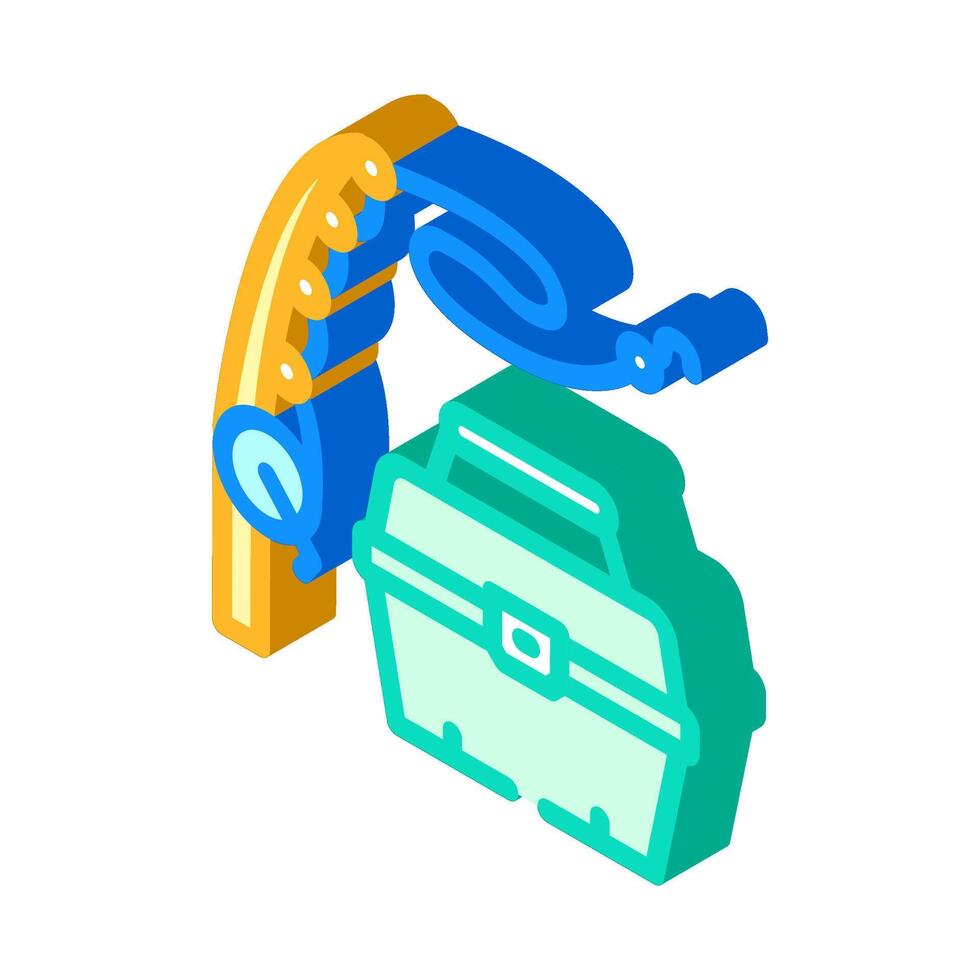 fishing rod and tackle box redneck isometric icon illustration vector