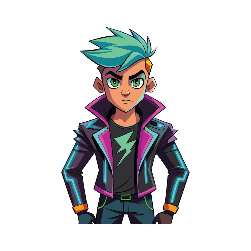 Stylish Futuristic Neon Punk Model vector