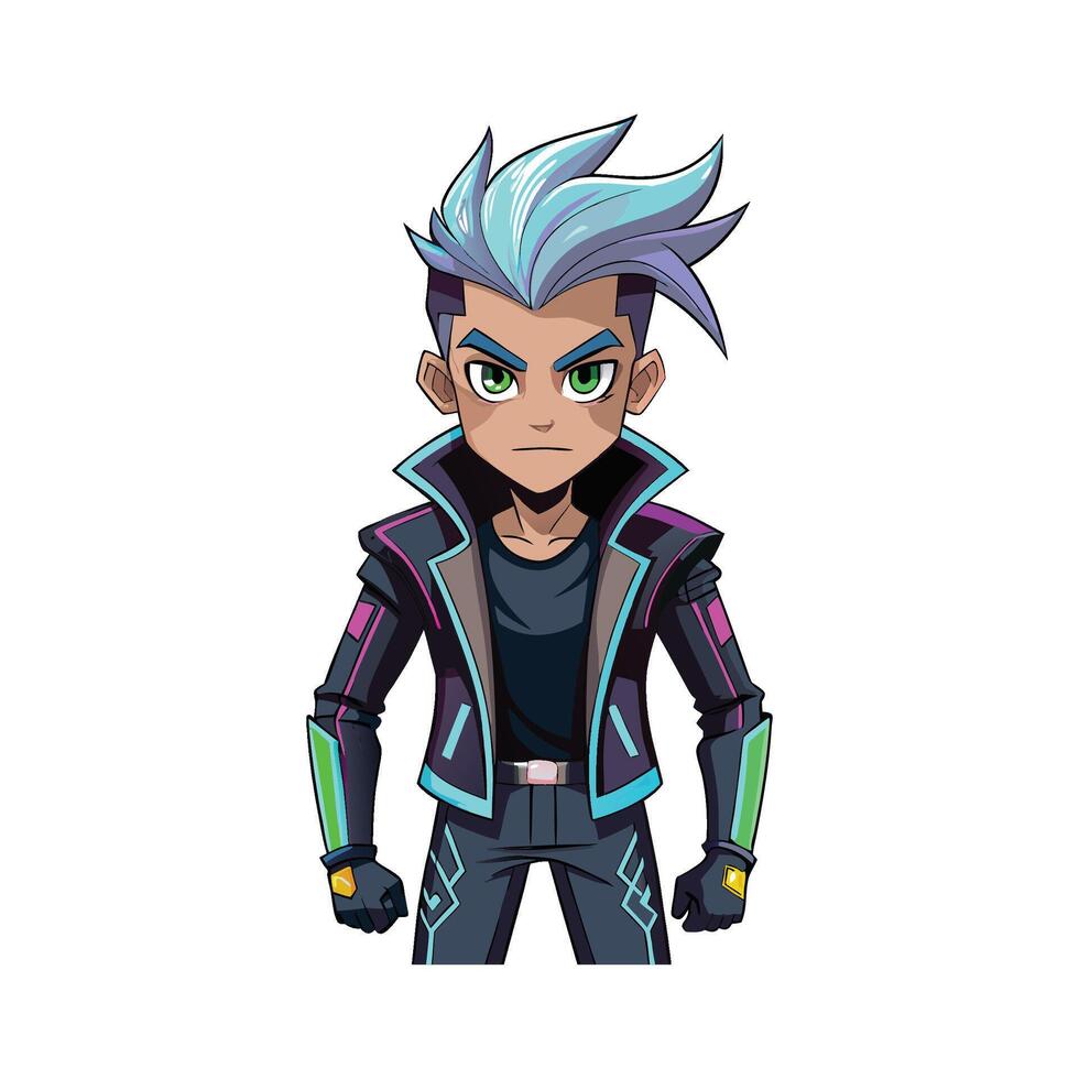 Vibrant Futuristic Neon Punk Model vector