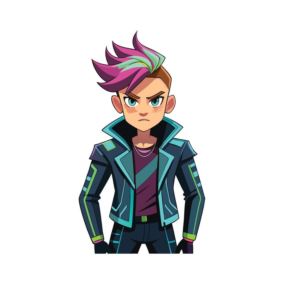 Trendy Futuristic Neon Punk Model vector
